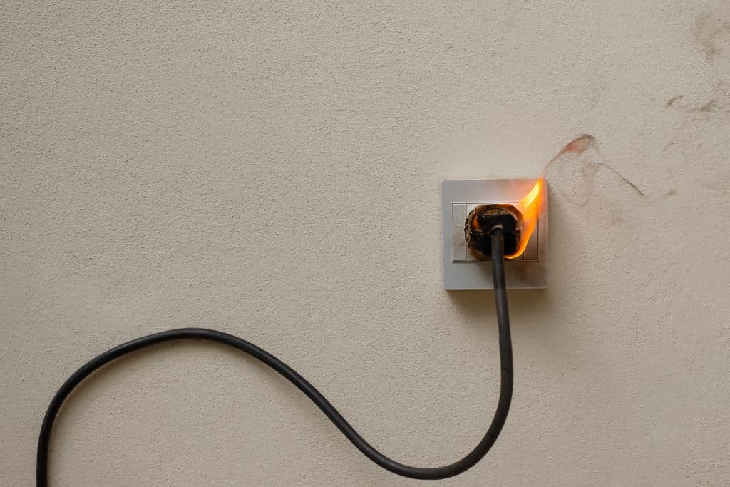 electrical cord on fire
